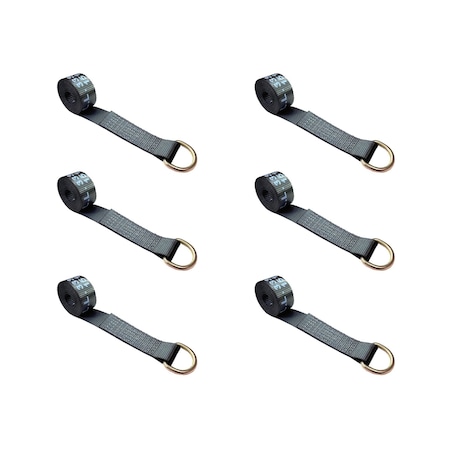 Tie 4 Safe 2" x 10' Lasso Strap w/ D Ring Auto Tie Down Wheel Lift Tow Truck Trailer Black, 6PK TWS21-510-W27-BLK-C-6